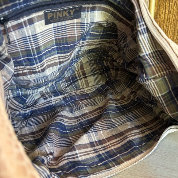 Vintage Y2K Pinky Miami‎ Faux Snakeskin Textured Fabric Shoulder Bag Beige 90s - Picture 7 of 9